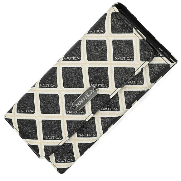 Gestor de dinero Wallet Nautica para mujer, con bloqueo RFID, color negro y hueso