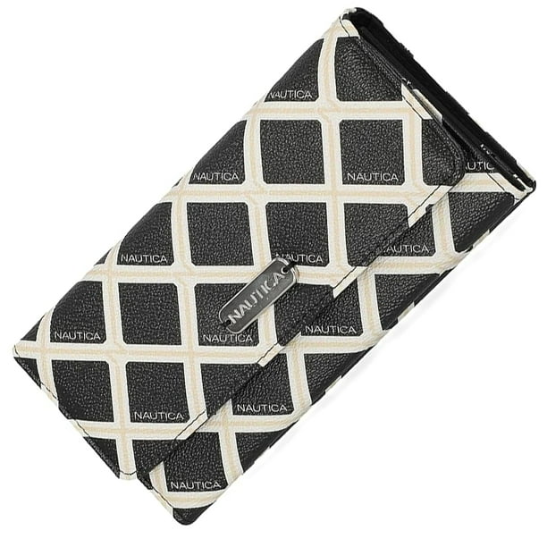Gestor de dinero Wallet Nautica para mujer, con bloqueo RFID, color negro y hueso