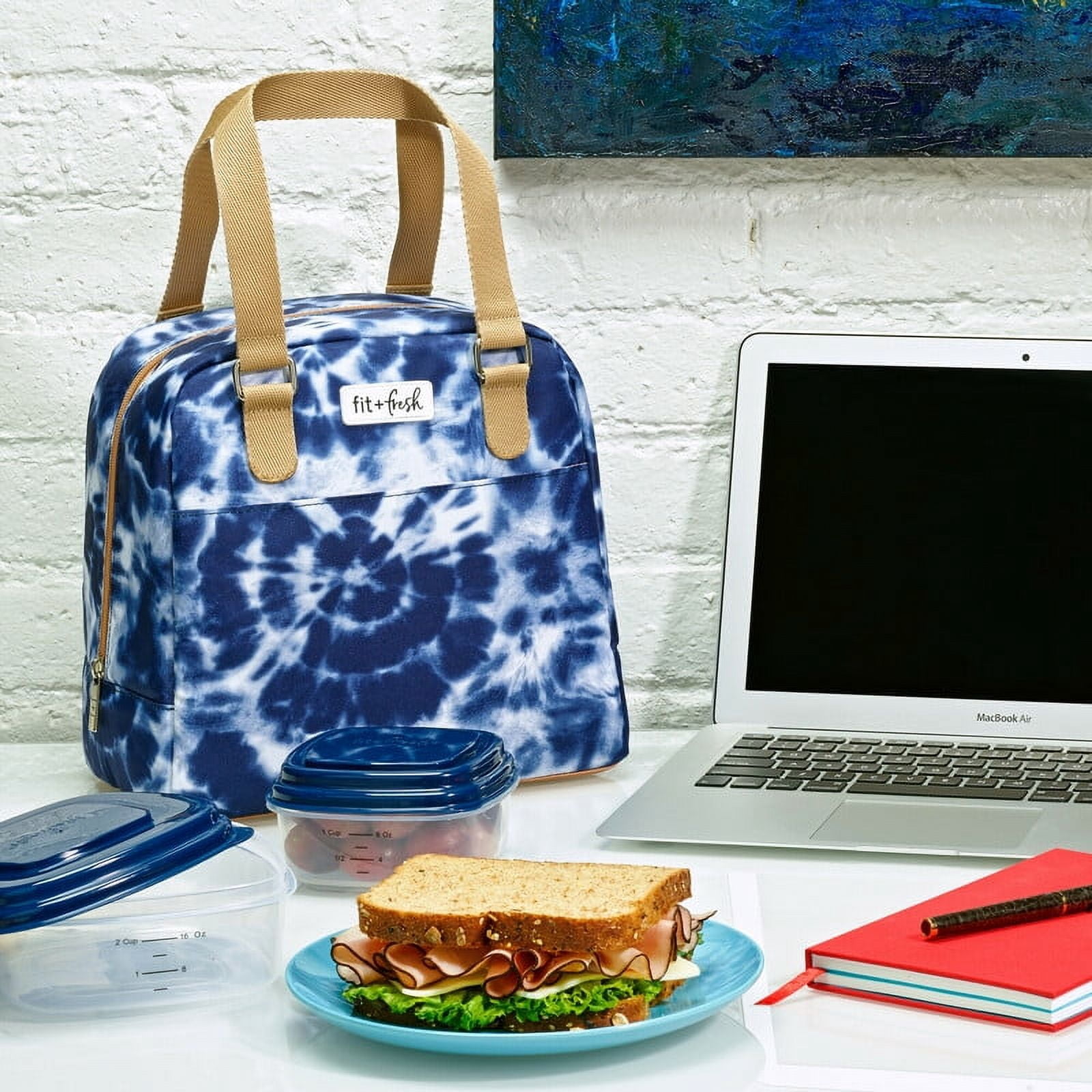 Fit & Fresh Fashion Insulated Lunch Bag Kit for Women, Blue