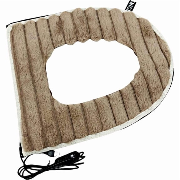 USB Heated Toilet Seat Cover with Washable Fleece Pad and Intelligent Temperature Control