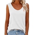 thumbnail image 4 of Womens Tank Tops Summer Fashion Solid Color Round Neck Casual T Shirts Loose Flowy Sleeveless Blouses Beach Vacation Outfits, 4 of 6