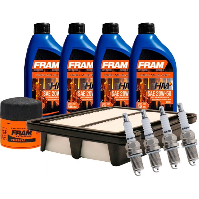 Kit De Afinación Con Aceite 20W50 Mineral, Bujías Cobre, Filtro De Aire Y Filtro De Aceite 10 Piezas Compatible con Pontiac Wave L4 1.6L DE 2005 A 2008