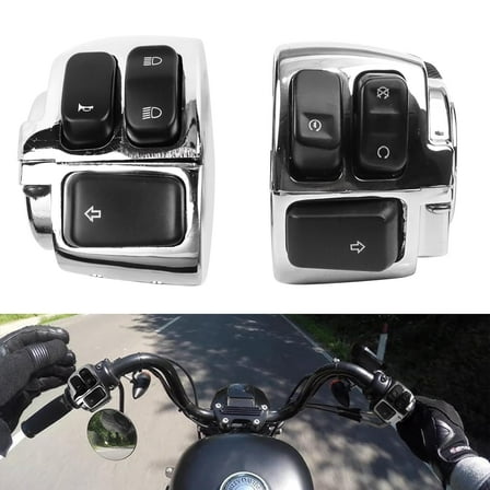 YIUIY Motorcycle 1" Handlebar Switches Control and Wiring Harness Compatible with Harley Softail 1996-2012 Dyna Sportster V-Rod (Silver)