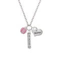 thumbnail image 2 of Delight Jewelry Silvertone Small Sparkle Pink AB Softball Always My Mother Bar Zoe Necklace, 2 of 4
