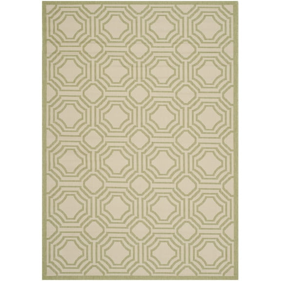Safavieh Courtyard Brooklyn Geometric Indoor/Outdoor Area Rug, Beige/Sweet Pea, 5'3" x 7'7"
