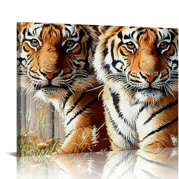 FCXZI Motivational Tigers Canvas Wall Art You And Me We Got This Wall Art Farmhouse Cute Tiger  Wall Decor Modern Prints Painting Artwork For Bathroom Office Bedroom Canvas painting 16x12in