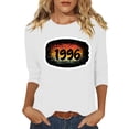 thumbnail image 2 of HOMBOM 3/4 Sleeve Tops for Women Summer T-Shirts Graphic Retro 1996 Print Lightweight Crew Neck White Womens Graphic Tees, 2 of 4