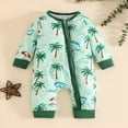 thumbnail image 2 of Kogui Baby Romper Unisex Baby Boys Girls Long Sleeve Infant Baby Zipper Hooded Jumpsuits Romper Loose Outfit Clothes 0 3 6 9 12 18 24 Months (Green,0-3 Months), 2 of 8