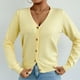 thumbnail image 4 of Suéter de cuello en V para mujer, suéter de punto de color liso con cuello en V, cárdigan con botones, blusa para mujer, 4 of 8