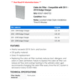 thumbnail image 2 of Cabin Air Filter - Compatible with 2011 - 2018 Dodge Charger 2012 2013 2014 2015 2016 2017, 2 of 2