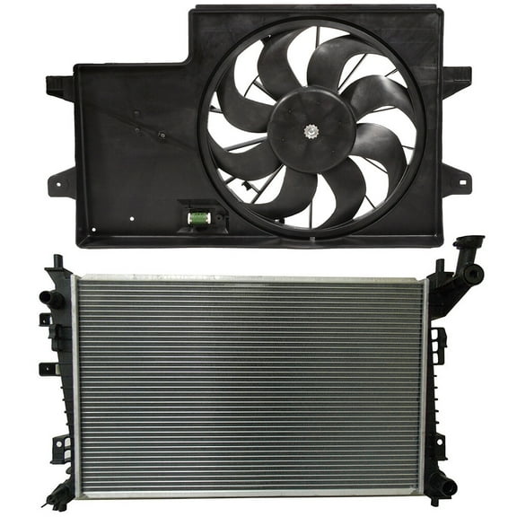 cciyu 13087 Radiator and 621-043 Cooling Fan Replacement for 2008-2011 for Ford for Focus