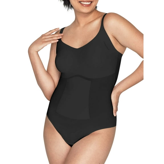 Women's Maidenform DMS083 Power Players Thong Bodysuit (Black 2X)