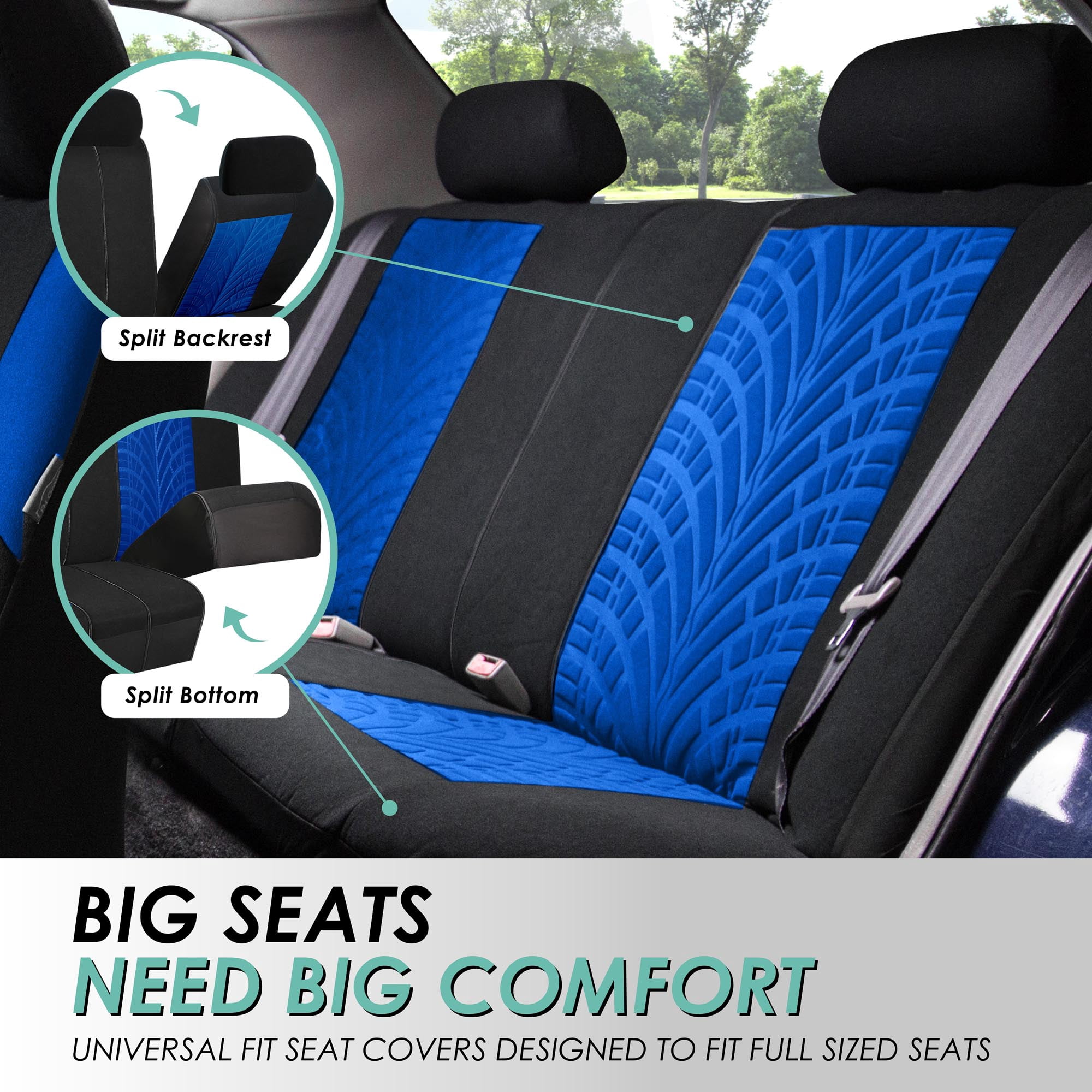 FH Group Travel Master Universal Seat Covers Fit For Car Truck SUV Van - Rear Bench