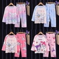 thumbnail image 2 of Conjuntos de pijamas Kawaii Sanrios Kuromi Cinnamoroll Pochacco para niños, pijamas de seda de leche, ropa de dormir de Anime para niños, ropa de casa para niños, otoño, 2 of 4