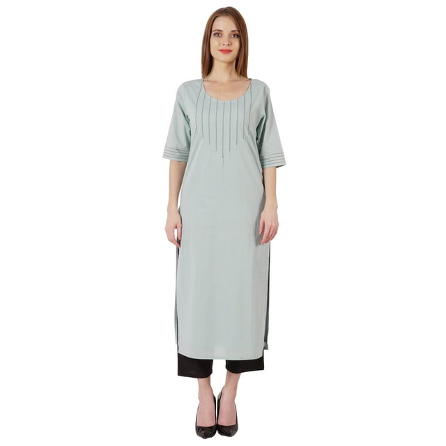 Bimba Kurti Longue Droite pour Femmes, Tunique à Manches Longues Imprimée, Haut Décontracté d'Été, Kurta Formelle