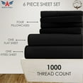 thumbnail image 2 of 6PC Bedding Set- 100% Organic Cotton Bed Sheet Set 1000 Thread Count, 18" EXTRA DEEP POCKET, Crisp and Cooling Sateen Weave, Eco-Friendly - Black, Short Queen, 2 of 7