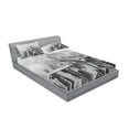 thumbnail image 2 of Ambesonne Grey Fitted Sheet & Pillow Sham Set, Flying Plane on New York, Full, Black and White, 2 of 2