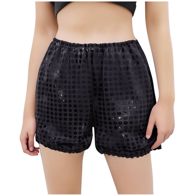 Odeerbi 3-12 Años Niños Niñas Lentejuelas Metálicas Sparkly Pantalones Cortos de Baile Sport Atletic Pantalones Cortos Etapa Rendimiento Trajes Verano Pantalones Color Sólido