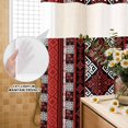 thumbnail image 3 of No Hook Shower Curtain, Red Black Boho Shower Curtains for Bathroom with See Through Top Window, Geometric Vintage Abstract Art Waterproof & Washable Bath Curtain 60"x72", 3 of 9