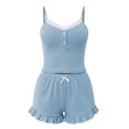 thumbnail image 6 of Endives Pajamas Set for Women 2 Piece Pajamas Set Spaghetti Strap Lace Crop Tops and Shorts Sets Slim Fit Summer Pjs Loungewear Lounge Sets for Women, 6 of 6