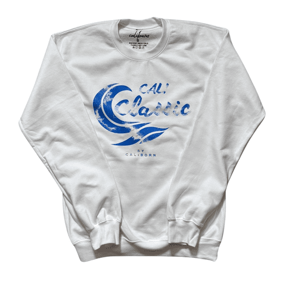 Cali Classic Wave Sweatshirt - White, Small