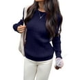 thumbnail image 2 of Women Casual Trendy Classic Pullover Sweaters Fall Outfits Navy Blue M, 2 of 8