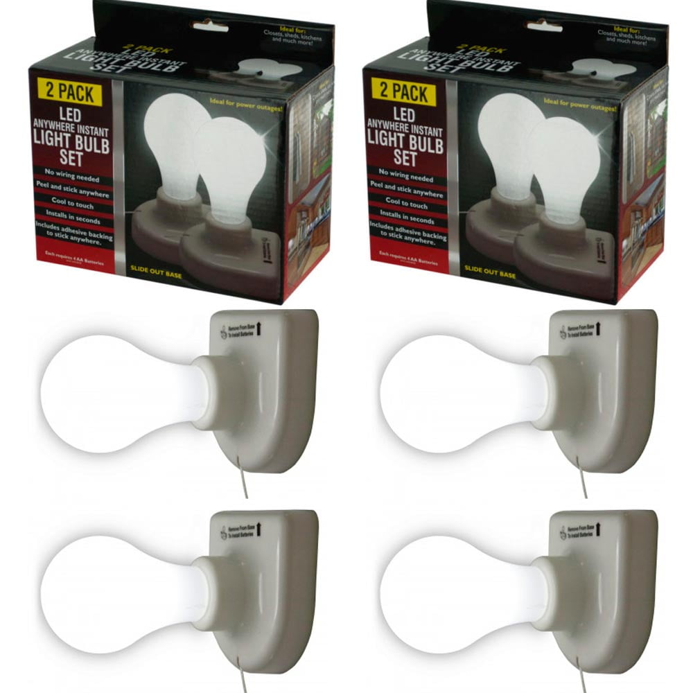 2 Pack Instant LED Battery Powered Anywhere Portable Stick Emergency Light Bulbs 2 Pack Instant LED Battery Powered Anywhere Portable Stick Emergency Light Bulbs