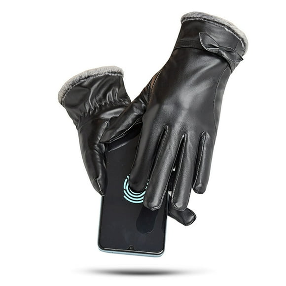 Dvkptbk Winter Gloves Ladies Full Screen Gloves Winter Outdoor Plus Velvet Warm Fashion Leather Gloves Driving Gloves
