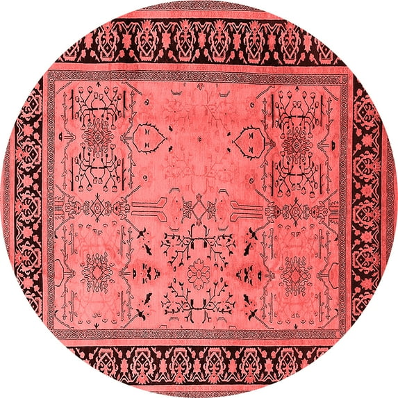 Ahgly Company Indoor Round Oriental Red Industrial Area Rugs, 3' Round