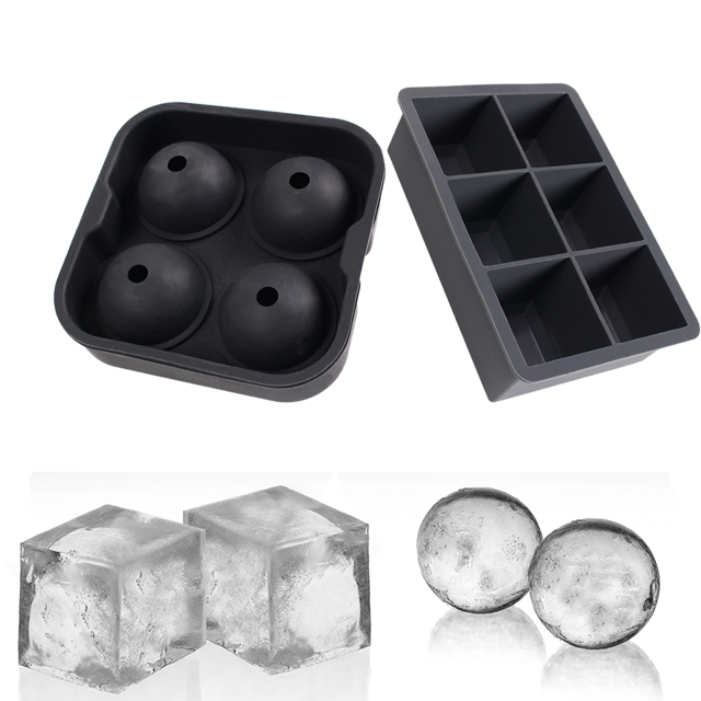 Bandeja para cubitos de hielo, moldes cuadrados para cubitos de hielo con tapa, embudo para whisky, reutilizable Vhermosa Utensilios de Cocina