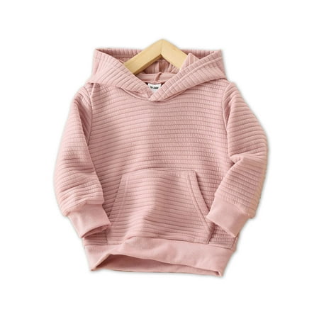 

PatPat Toddler Boy/Girl Solid Color Textured Hoodie Sweatshirt