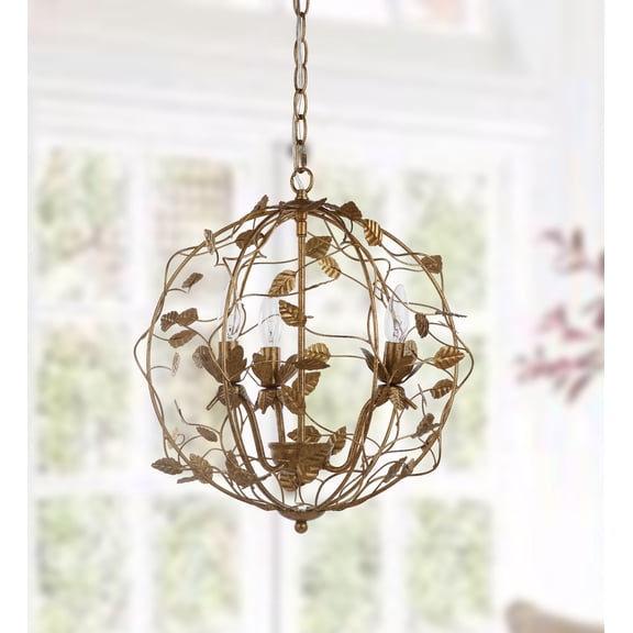 Safavieh Austen 17 in. Dia. Modern Round Cage Chandelier, Gold Leaf