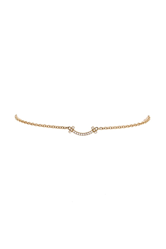 Pre-Owned T Smile Chain Bracelet 18K Yellow Gold with Diamonds Mini By Rebag