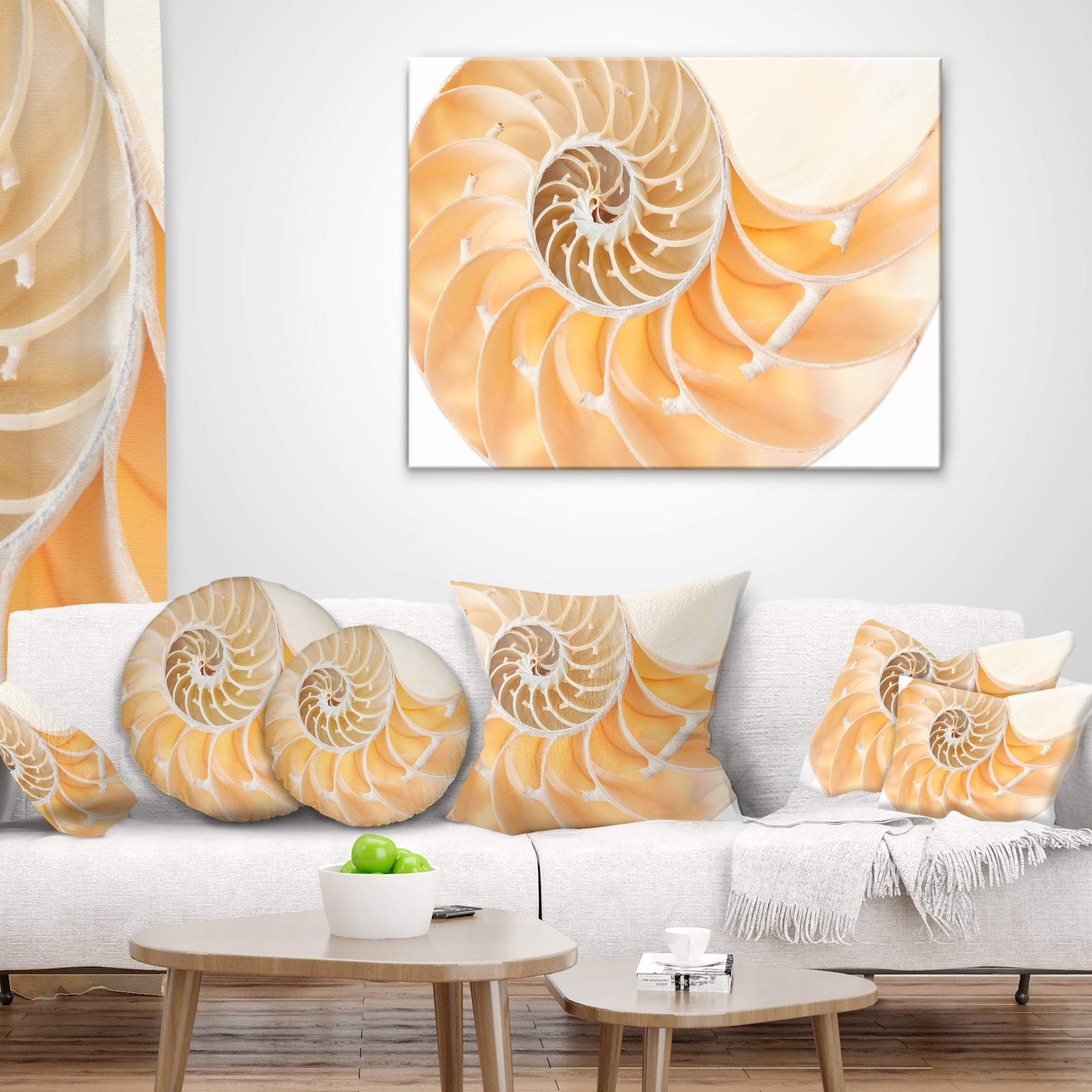 Designart Light Brown Nautilus Shell - Contemporary Throw Pillow - 16x16