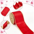 thumbnail image 4 of 10 Yards(9.14m) Single Face Velvet Wired Ribbon 2.44inch(6.2cm) Wide Red Velvet Christmas Ribbon Trimming Satin Ribbon Rolls Polycotton Ribbon Trim for Tree Wreaths Decor Gift Wrapping, 4 of 7