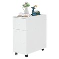thumbnail image 1 of Petite Table de Chevet Blanche à 2 Niveaux, 2 Armoires Ouvertes pour Table de Chevet avec Roulette, Meuble de Chevet en Bois pour Canapé, Petite Table Mobile Moderne, 1 of 5