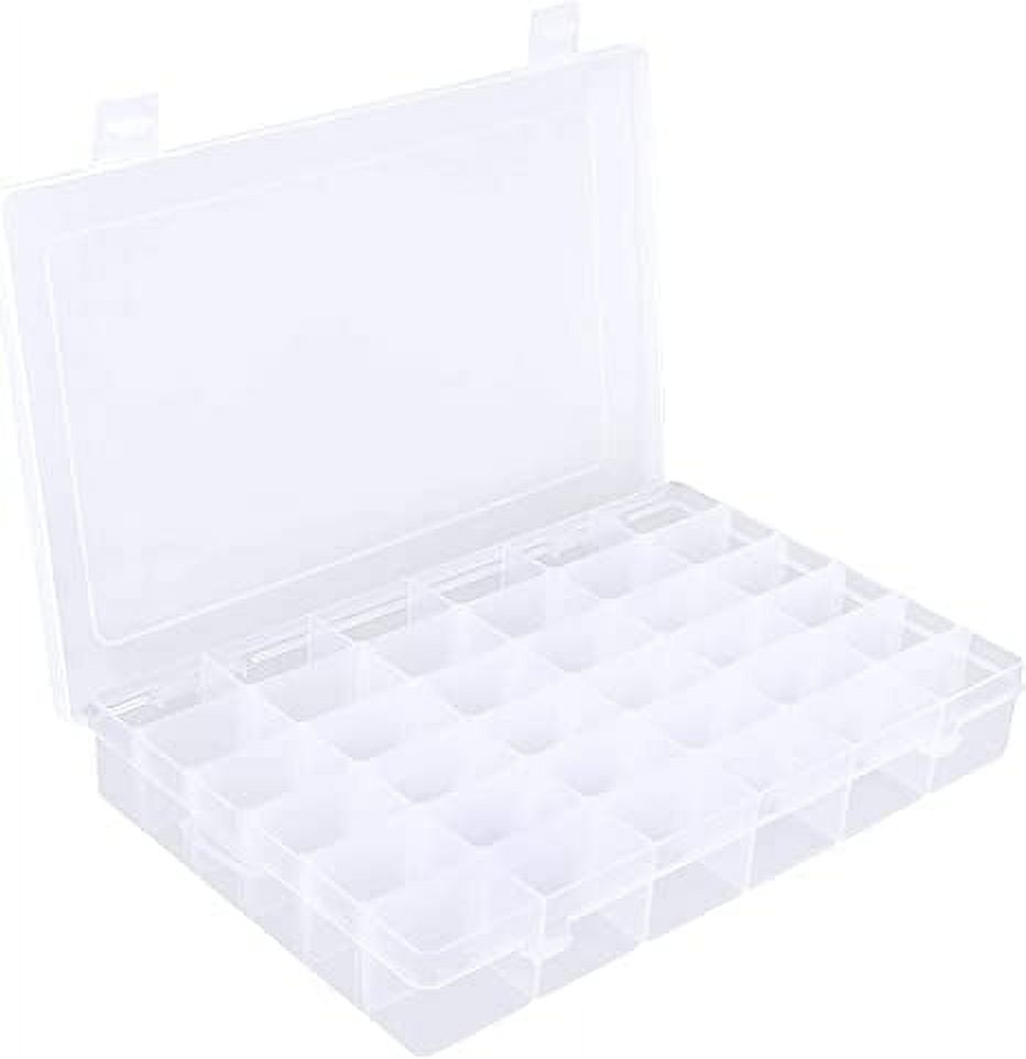 Namzi 36 Grids Clear Plastic Bead Organizer Jewelry Storage Box for Bead Storage, Felt Board Letters, Fishing Tackle, Loom Bands, Craft, Rock Collection with Adjustable Dividers (4 Packs)