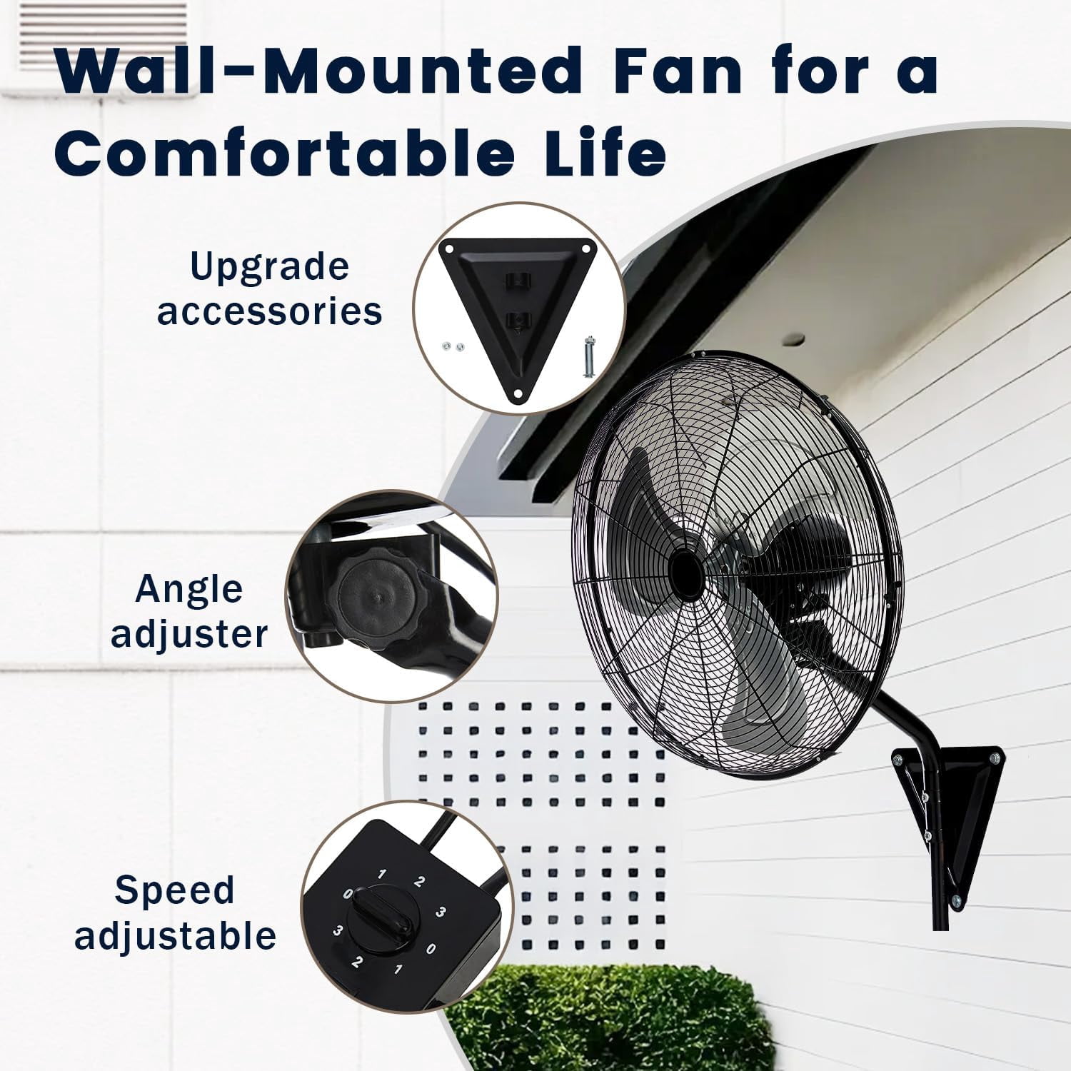 2 Pack 22inch High Velocity Wall Mount Fan, 7500 CFM Oscillating Fan, 3-Speed Heavy Duty Cooling for Garage & Workshop, Black
