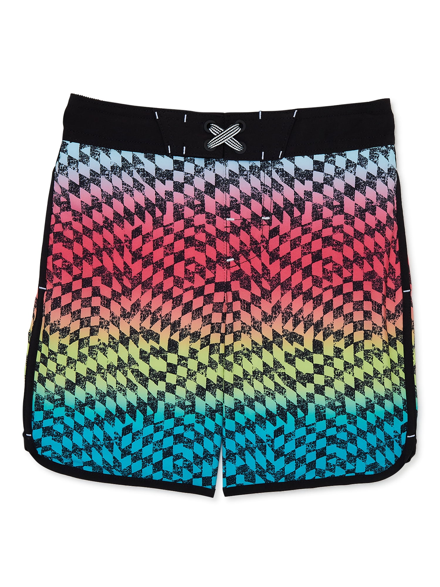 Wonder Nation Boys Quick Dry Check Swim Trunks, Sizes 4-18 & Husky