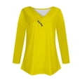 thumbnail image 4 of Posijego Long Sleeve Tops for Women Fashion V Neck Button Shirt Dress Blouse Basic Solid Color Plus Size Tee, 4 of 5
