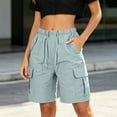 thumbnail image 4 of Inleife Womens Solid Stretch Twill Shorts Thin Waist Pull On Regular Hiking Shorts Bermuda Summer Casual With Pockets, 4 of 6