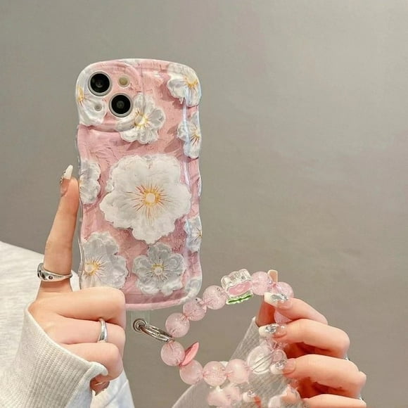 Floral Purple Phone Cases With Lanyard bracket For iphone 11 13 12 14 Pro Max Phone Cases XR XS 7 8 P For Phone 아이폰 케이스 2023