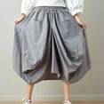thumbnail image 6 of Mrat High Slit Skirt Women's Elastic Waist Solid Cotton Linen Skirt Loose Large Lantern Skirt with Pockets Straight Skirt S-160 Gray One Size, 6 of 7
