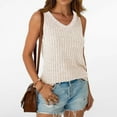 thumbnail image 2 of Delliss Women's Knitted V Neck Sleeveless Tank Top Ribbed Trendy Vest Lightweight Summer Camisole Beige S, 2 of 6