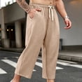 thumbnail image 6 of HOOMEUMY Mens Crinkled Gauze Pants Drawstring Elastic Waist Casual Summer Trousers Light Breathable For Beach Vacation Daily Wear, 6 of 8