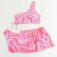 thumbnail image 4 of SGMVNU Girls 3 Piece Swimsuits Cute Bathing Suit Triangle Bikini Set with Beach Cover up Skirt Teen Kids Swimwear for Age 9-10 Years Kids, Pink-D, 4 of 7