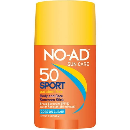 NO-AD Sun Care Sport Body and Face Sunscreen Stick, 1.5