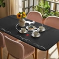 thumbnail image 3 of Black Modern Table Cloths for 3 Foot Rectangle Tables, Farmhouse Rabbit Abstract Art Patio Waterproof Elastic Fitted Tablecloths, Washable Rectangular Table Cover for Camping, 3 of 8