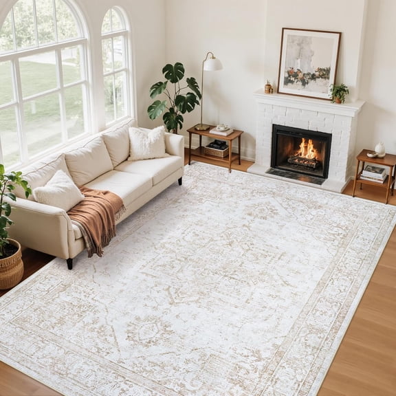 Sxpopstore Area Rug with 6x9 Living Room Rug Washable Beige Beige