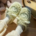 thumbnail image 2 of Kilaqueen Women's Cute Animal Slippers Winter Warm Plush Fuzzy House Slipper Cartoon Sheep Soft Sole Indoor Shoes Adult Home Cotton Slippers, 2 of 7
